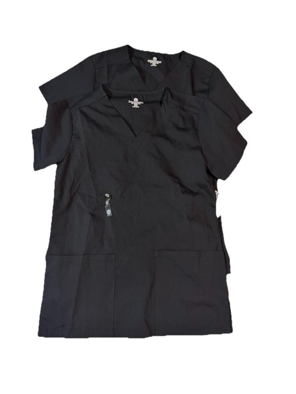 Lot Bundle of 2: White Swan V-neck Short Sleeve Women’s Scrub Tops -XXS - Black